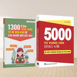 Sách-Combo:1300 câu tiếng trung từ dễ đến khó+5000 từ vựng Hsk1-6 bí kíp chinh phục kì thi HSK