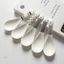 Set 5 thìa, muỗng sứ hoạ tiết trắng đen phong cách sang trọng
