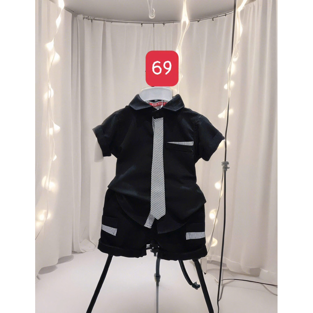 Bộ sơmi phối cravat thiết kế cao cấp cho bé trai 10kg-54kg TONIKIDS