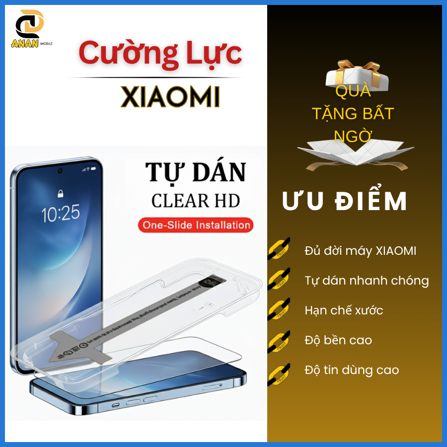 Cường lực Tự Dán Xiaomi 14T 13T 11T Pro Xiaomi 15 14 13 Poco X7 X6 X5 X4 X3 C40 C55 C61 C65 C71 C75 M7 M6 M5 M4 M3