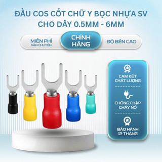 Đầu cos cốt chữ Y, đầu cốt bọc nhựa SV5.5-5 ,SV3.5-5  SV2-5,Đấu dây từ 0,5mm đến 6mm bền đẹp cho thiết bị điiện