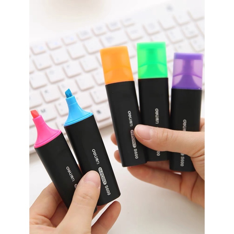 Bút Highlight Deli S600 Bút Dạ Quang Ghi Chú 1 Đầu 1 Màu, 6 Màu Tươi Sáng Nổi Bật