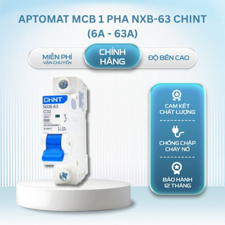 Áp tô mát 1 Pha Chint AC, Aptomat CHINT NXB-63 1 Pha AC 10A,16A,20A,25A,32A,40A 50A,63A,80A,100A,125