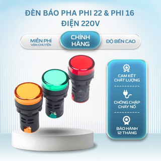 Đèn Báo Pha Phi 22 PHI 16 điện 220v- Xanh Đỏ Vàng
