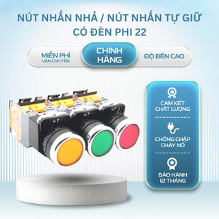 Nút Nhấn Nhả, Nút Nhấn Tự Giữ Có Đèn  CML D22 Phi 22 Xanh Đỏ Vàng LA-39 11D