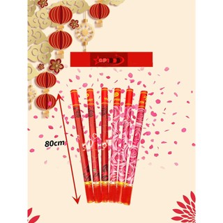 [Lốc 6 Ống 80cm ] Ống Phụt Giấy Hoa Hồng mix chữ hỷ, Phụt kim tuyến. Dùng trong sự kiện trọng đại