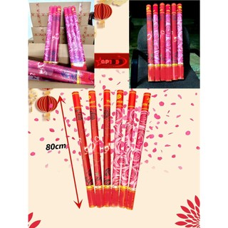 [Lốc 6 Ống 80cm ] Ống Phụt Giấy Hoa Hồng mix chữ hỷ, Phụt kim tuyến. Dùng trong sự kiện trọng đại