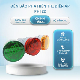 Đèn Báo Volt Phi 22 Hiển Thị Điện Áp LED – Đèn Báo Pha Màn Hình Số AC 20–500V Lắp Tủ Điện