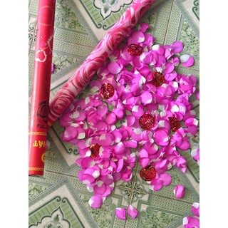 [Lốc 6 Ống 80cm ] Ống Phụt Giấy Hoa Hồng mix chữ hỷ, Phụt kim tuyến. Dùng trong sự kiện trọng đại