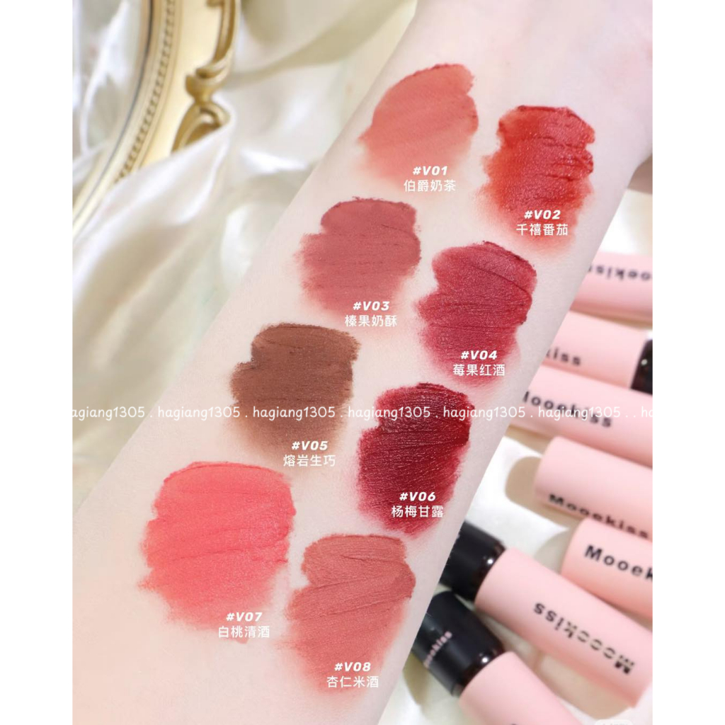 Son Kem Lì Mooekiss Velvet Lip Mud Nắp Đen Chất Nhung Bùn Lì V6 Đỏ Hồng, V15 Hồng Đất | BigBuy360 - bigbuy360.vn