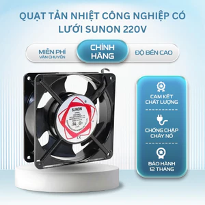 Quạt Hút Gió SUNON 220V Có Lưới Bảo Vệ, Quạt Tản Nhiệt Tủ Điện, Thông Gió Công Nghiệp 12-15-20cm
