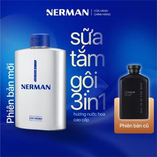 Bộ quà tặng cho nam ảo ảnh quang học Nerman - Sữa tắm gội 3in1 350ml & DDVS 100ml & Xịt khử mùi