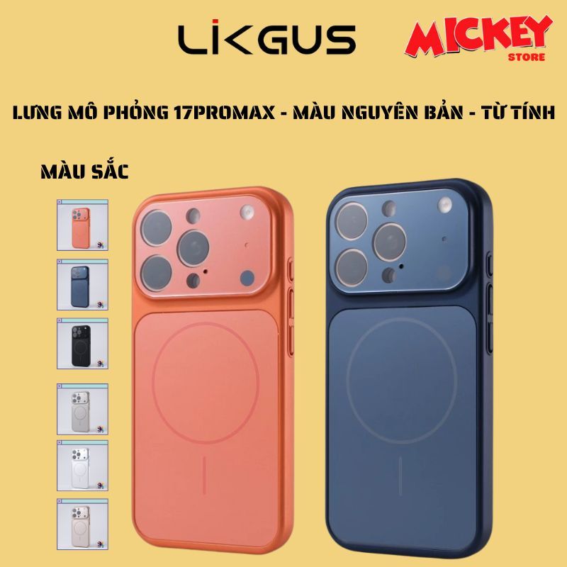 Ốp lưng Likgus độ mô phỏng chuẩn màu iPhone 17ProMax sang trọng cho 11 12 13 14 15 16 17Promax