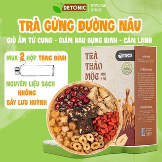 Trà gừng đường nâu DETONIC hỗ trợ giảm đau bụng kinh, bổ máu, giữ ấm cơ thể và giữ ấm tử cung tránh bị hàn lạnh