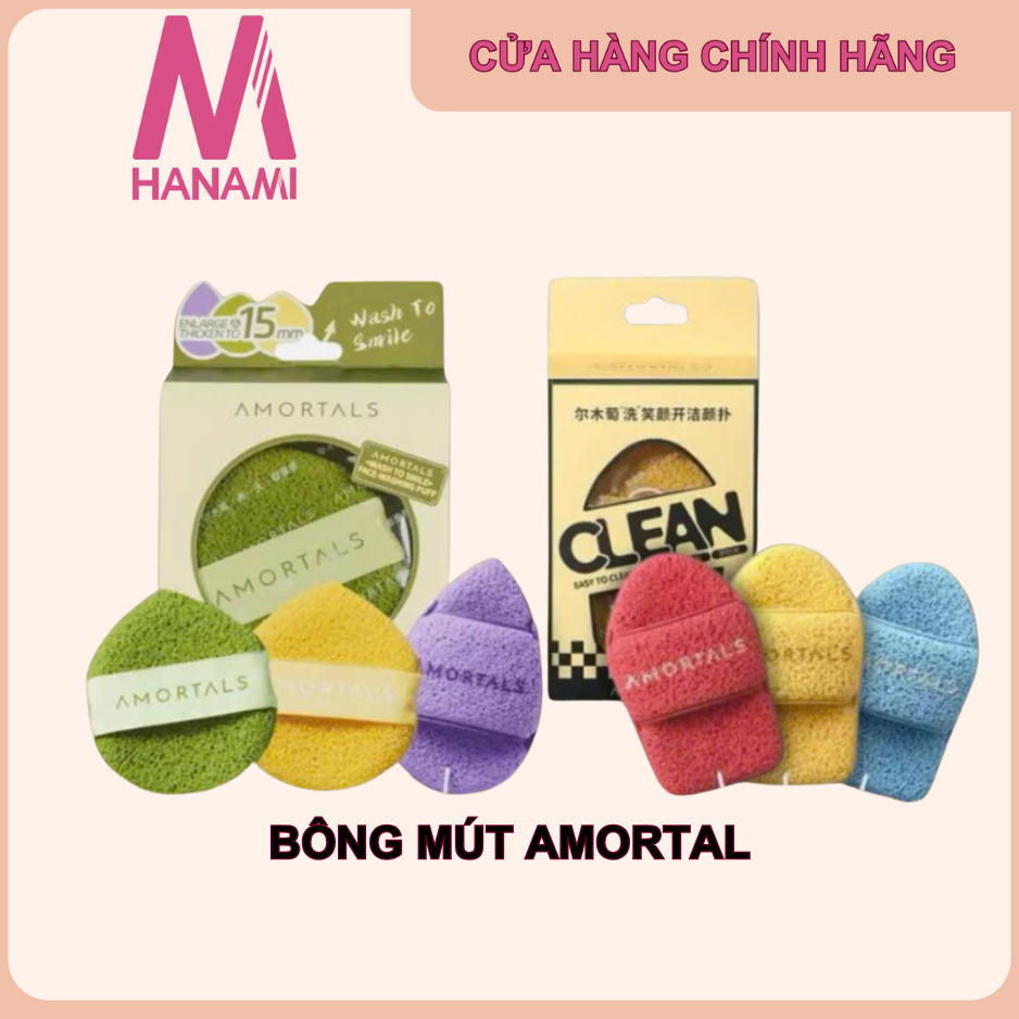 Bông Mút Rửa Mặt Bọt Biển AMORTALS Chính Hãng – Làm Sạch Sâu, Dịu Nhẹ Cho Da