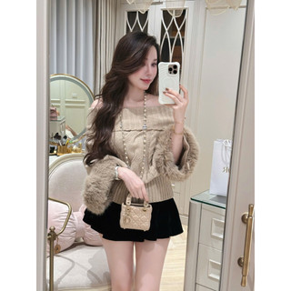 •𝙆𝙞𝙣𝙜𝙨𝙝𝙤𝙥𝙗𝙚𝙖𝙪𝙩𝙮•Áo Len Thừng Trễ Vai Tay Lông Tiểu Thư QC