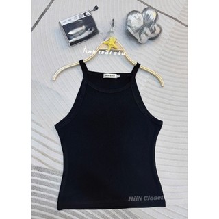 Áo 2 dây cổ yếm chất zip co giãn mềm mịn – Áo ba lỗ form ôm body, dễ phối đồ, tôn dáng cực xinh