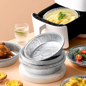 Set 10 khay bạc tròn dùng cho nồi chiên không dầu, chịu nhiệt đa năng tiện lợi khi nấu nướng
