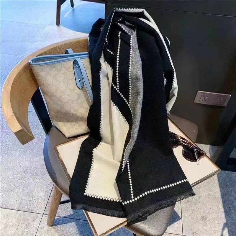 Khăn Choàng Dạ Cao Cấp , Khăn Quàng Cổ Choàng Vai Ban To 180*90 Họa Tiết Kẻ Chéo Trẻ Trung