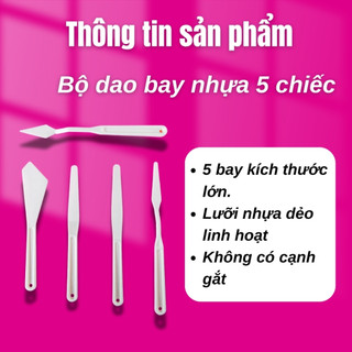 [Hỏa tốc HCM] Bộ 5 Bay Pha Màu Thép Không Gỉ Cán Gỗ Và Nhựa Dẻo Mont Marte