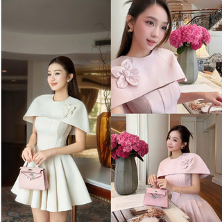 ZIMM STORE -Đầm trắng ngà công chúa cổ điển form xòe tôn dáng