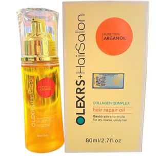 Tinh dầu dưỡng tóc Olexrs Hairsalon Pure 100% Argan Oil Collagen Complex Hair Repair Oil 80ml