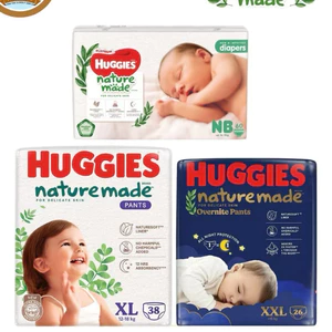 Tã Bỉm Huggies Nature Made/ Skincare / Đêm cao cấp quần/dán đủ size cho bé NB60/S82/M64/L54/XL44/XXL26