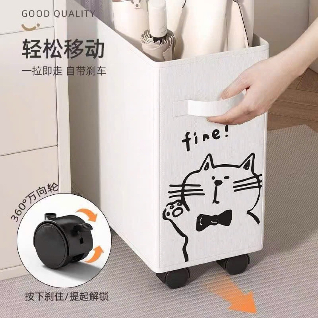 Túi đựng đồ gấp gọn hình mèo có bánh xe dễ dàng di chuyển