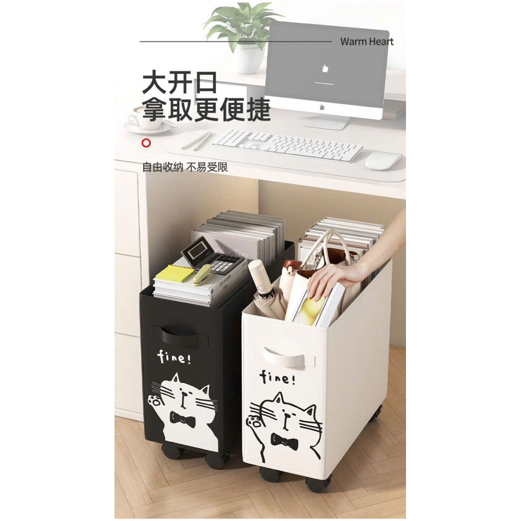 Túi đựng đồ gấp gọn hình mèo có bánh xe dễ dàng di chuyển
