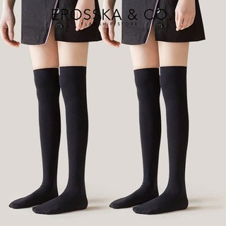 Tất trắng dài trơn, vớ lolita nữ cổ cao, dưới gối và qua gối chất liệu thun lạnh co giãn thoáng khí - ZL001