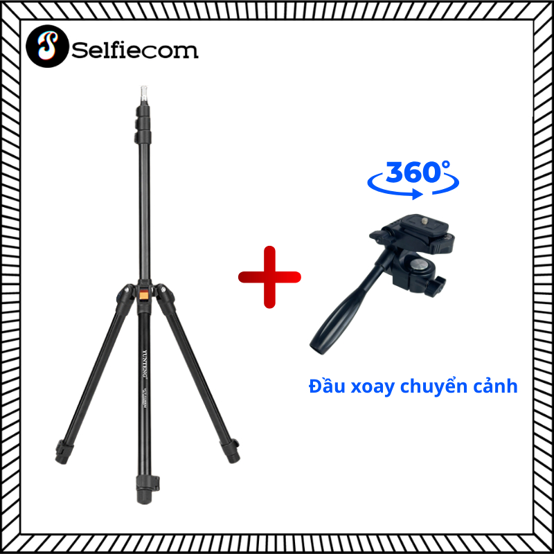 Combo Tripod Yunteng VCT-5228 + Đầu Xoay 190 PH - Chân Máy 2m1 Xoay 360°, Gập 90°, Quay Chụp Linh Hoạt