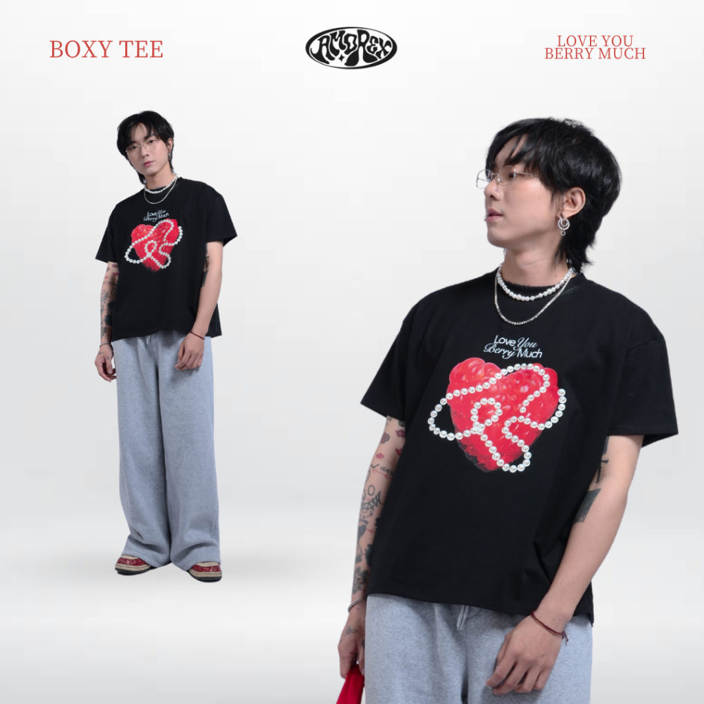 Áo Thun Unisex Amorex Love You Berry Much Chất Cotton 250gsm Cao Cấp, Form Boxy Rộng Rãi | BigBuy360 - bigbuy360.vn