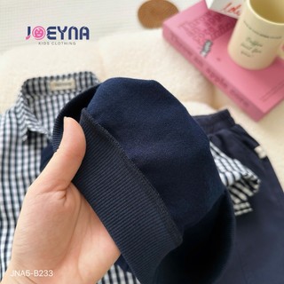 Set Gile Kẻ 3 Chi Tiết Bé Trai JOEYNA, phối quần kaki sành điệu trenddy - Chất liệu cao cấp mềm mại