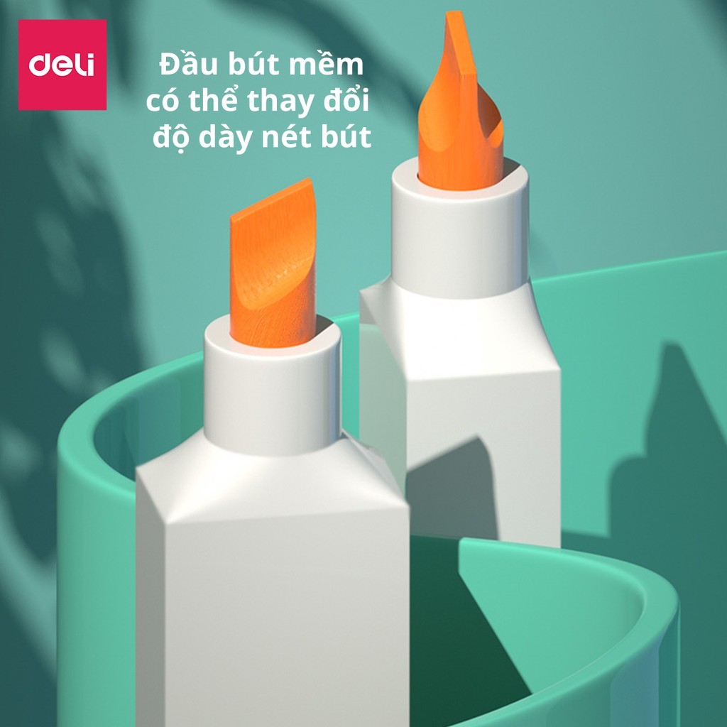 Bút Highlight Deli Màu Pastel Kèm Sticker Trang Trí, Dạ Quang Đánh Dấu Cho Học Sinh Văn Phòng