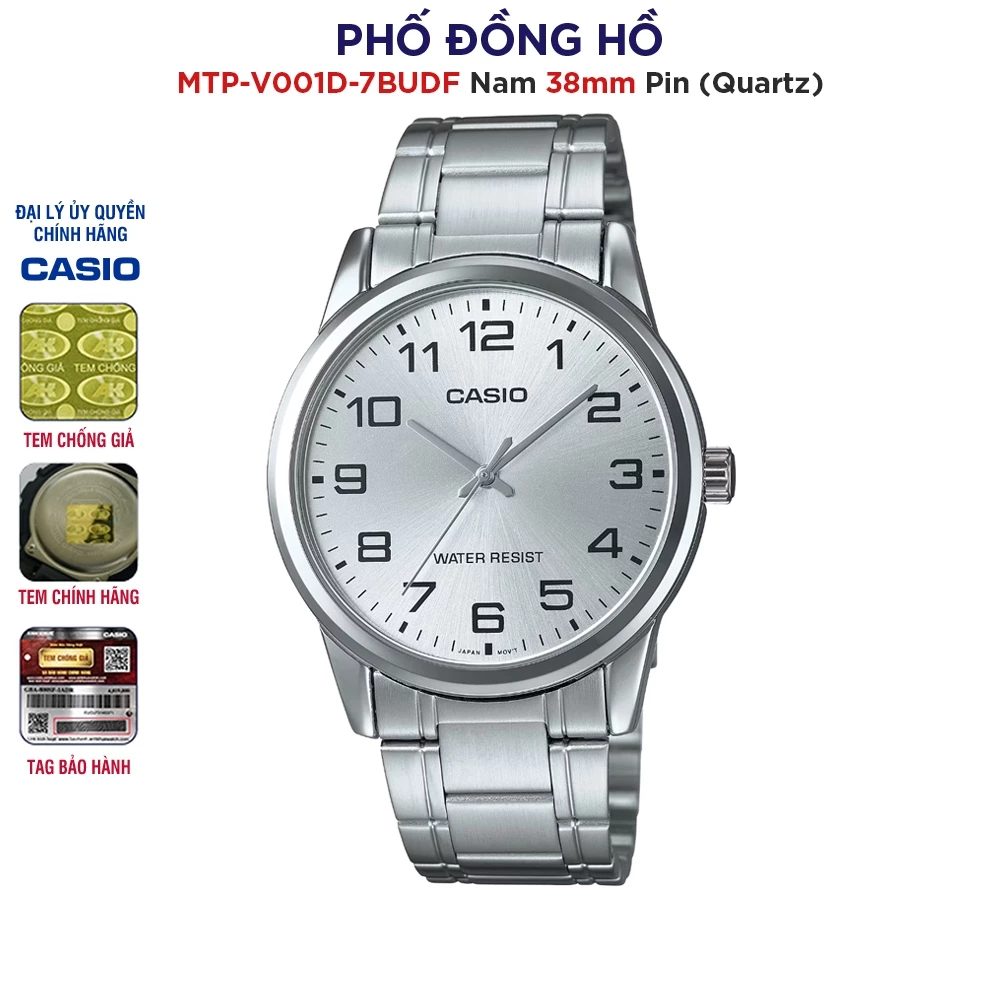 Đồng hồ nam Casio MTP-V001D-7BUDF dây kim loại chính hãng