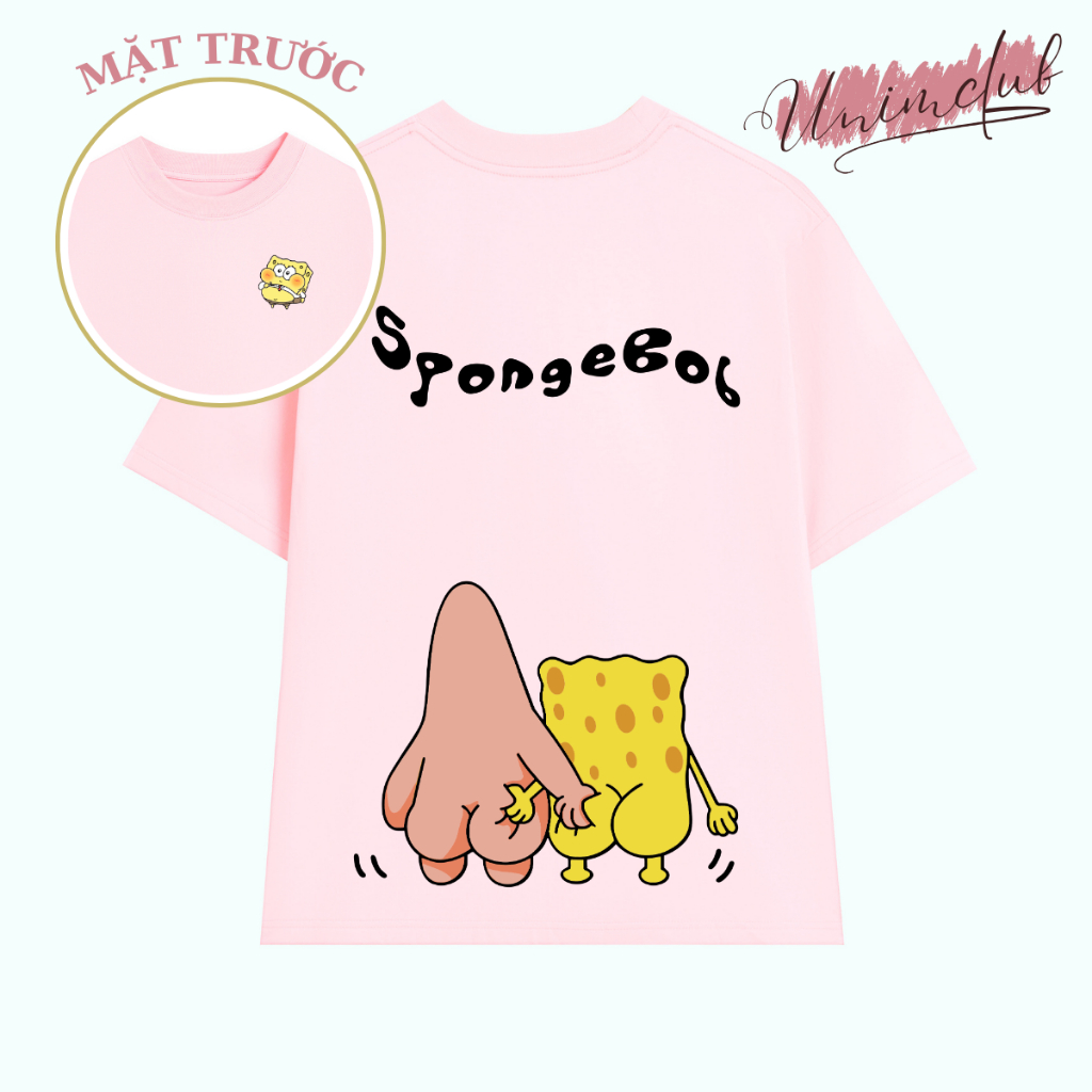 [ Vải 250 GSM ] Áo Thun Spongebob Squarepants Bóp Mông Tình Bạn Áo Thun Đôi Nhóm Bạn Thân Chất Liệu 100% Cotton Cao Cấp