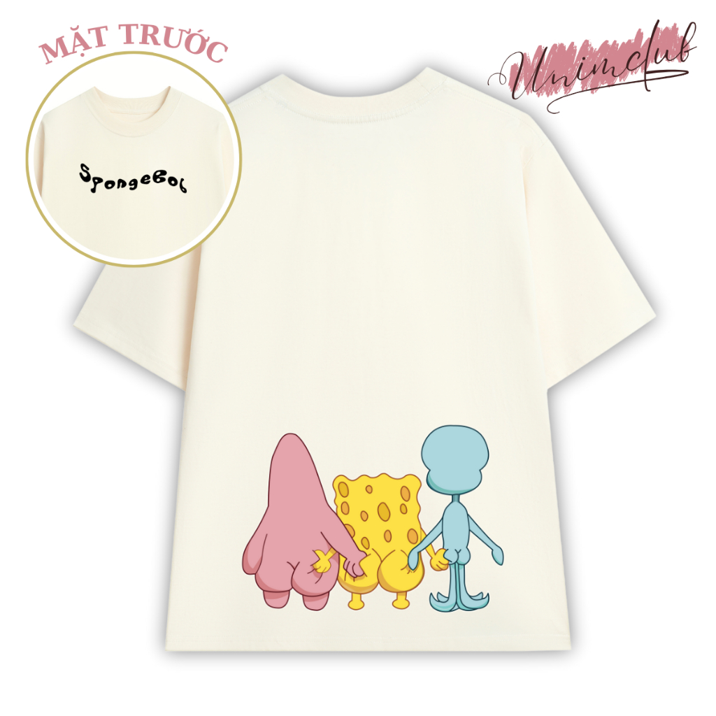 [ Vải 250 GSM ] Áo Thun Spongebob Squarepants Bóp Mông Tình Bạn Áo Thun Đôi Nhóm Bạn Thân Chất Liệu 100% Cotton Cao Cấp