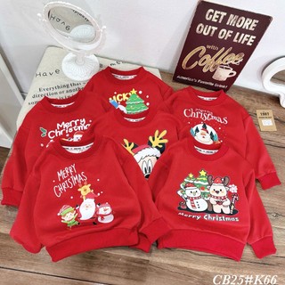 áo dài tay thu đông cho bé trai bé gái sắc đỏ, áo noel cho bé, áo nỉ dài tay cho bé đi chơi noel chơi tết