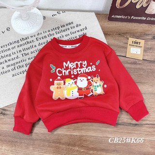 áo dài tay thu đông cho bé trai bé gái sắc đỏ, áo noel cho bé, áo nỉ dài tay cho bé đi chơi noel chơi tết