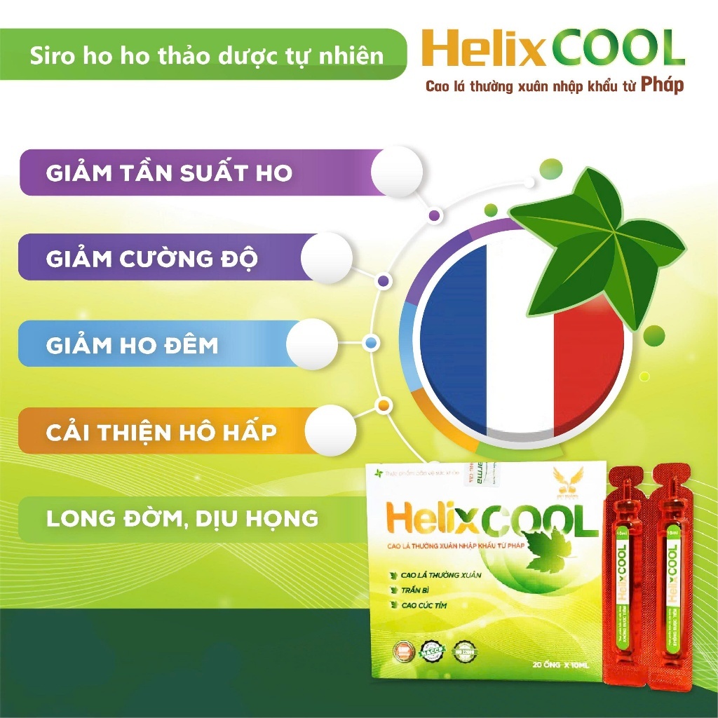 [HÀNG CTY + QUÀ] Siro Ho Bổ Phế Cho Bé HELIX COOL (Hộp 20 Gói) - Giúp Dịu Ho, Ho Khan, Ho Có Đờm, Ho Do Thời Tiết