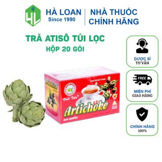 Trà Atisô túi lọc ARTICHOKE Vĩnh Tiến - Giúp thanh nhiệt, mát gan, giải độc cơ thể (Hộp 20 gói)