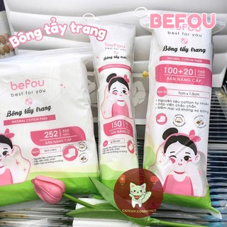 [BEFOU] Bông Tẩy Trang BEFOU, Cotton Tự Nhiên, Mềm Mại, Không Xơ Bông