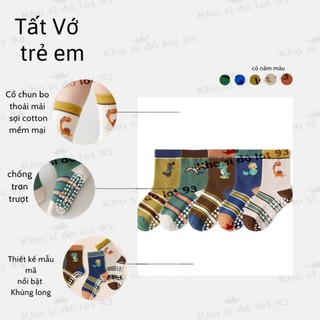 Set 5 Đôi Tất Trẻ Em Tất Khủng Long Bay Cam Cotton Có Chống Trơn Cổ Cao te128
