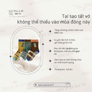 Set 5 Đôi Tất Trẻ Em Tất Khủng Long Bay Cam Cotton Có Chống Trơn Cổ Cao te128