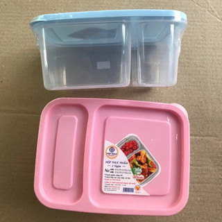 Hộp Nhựa 2 Ngăn - Hộp Nhựa Đựng Thực Phẩm Tủ Lạnh 2 Ngăn Tiện Dụng