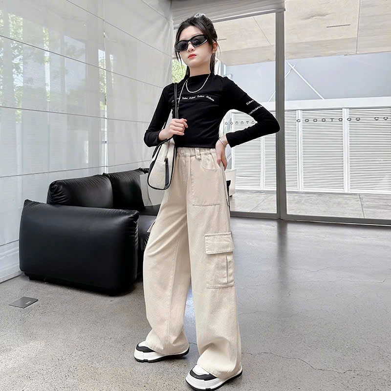 Quần suông kaki túi hộp cho bé gái size đại BEESHOP KM0017