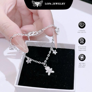 Lắc tay bạc LoPa dáng gấu hộp vuông dáng nhẹ nhàng sang chảnh cute LoPa