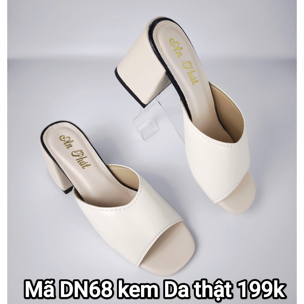 Dép nữ cao gót da thật cao cấp mã DN68 7cm dép da trung niên