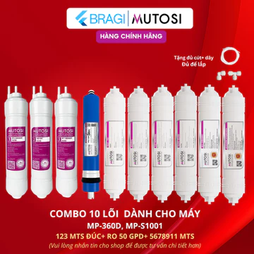 Trọn bộ 10 lõi lọc Mutosi thay thế máy MP-360D, MP-S1001, MP-S1012, MP-U1368, MP-S1011, RO 50GPD,6 lõi chức năng 5678911