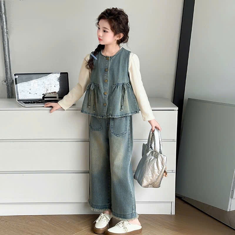 Set jeans nơ 3 chi tiết cho bé gái size đại BEESHOP D25079